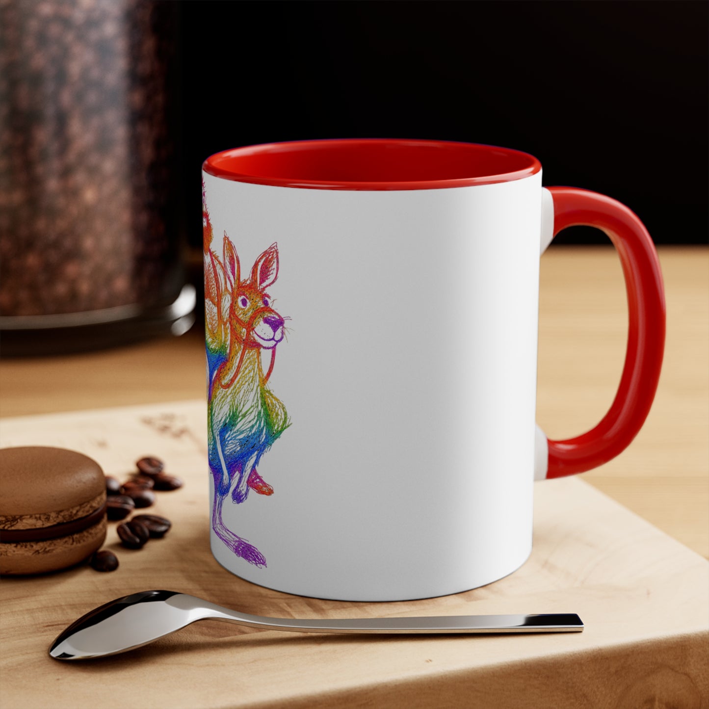 Celeste Rainbow Bear Kangaroo Graphic Two-Tone Coffee Mug