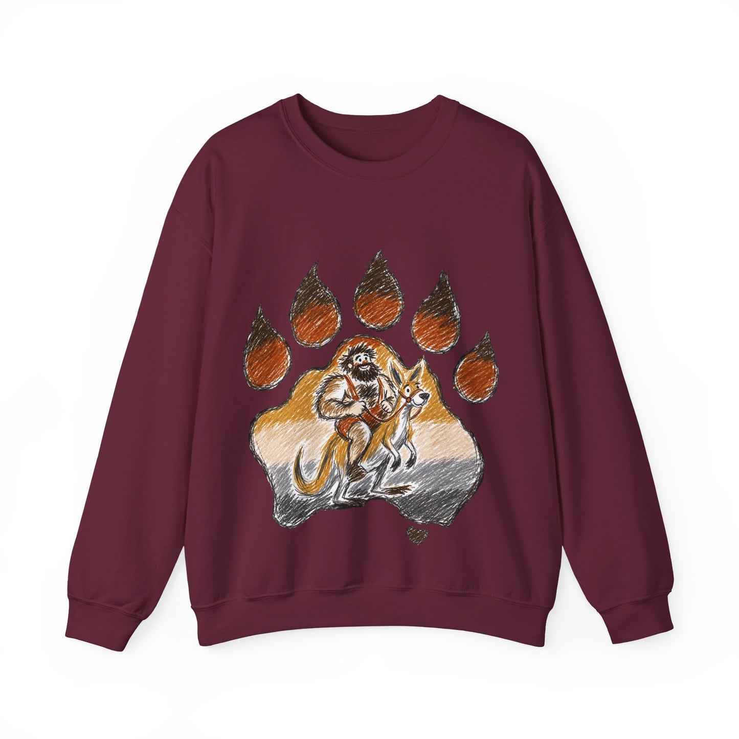 Distinctive Bear Kangaroo Design Crewneck Top