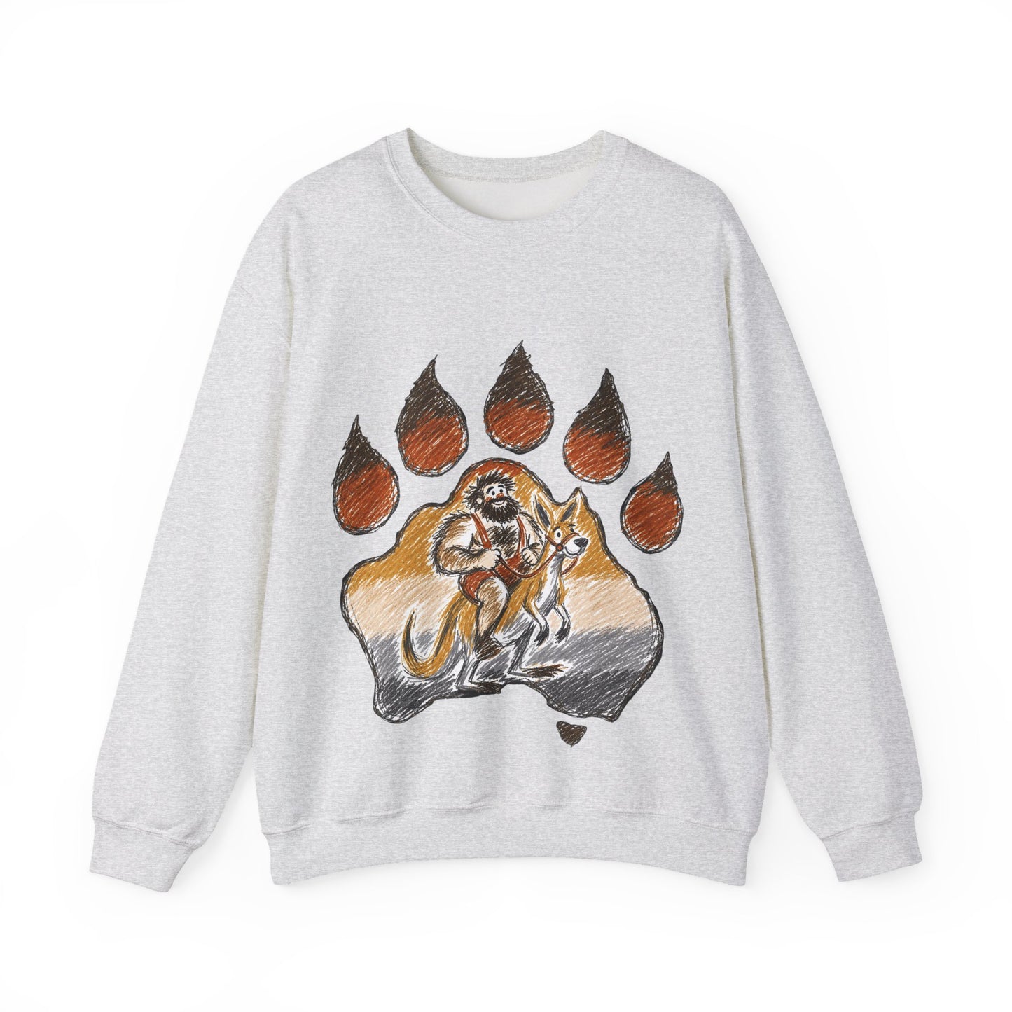 Distinctive Bear Kangaroo Design Crewneck Top