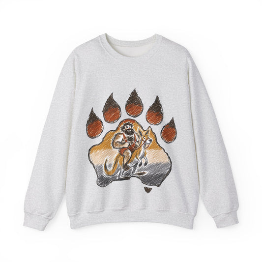 Distinctive Bear Kangaroo Design Crewneck Top
