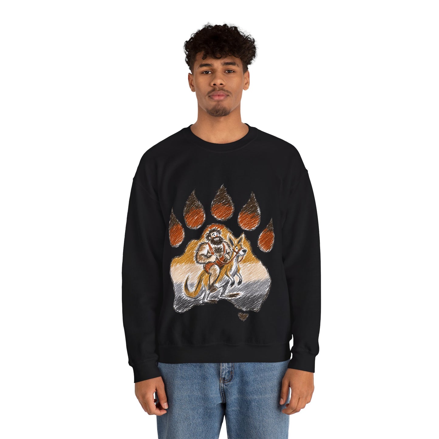 Distinctive Bear Kangaroo Design Crewneck Top