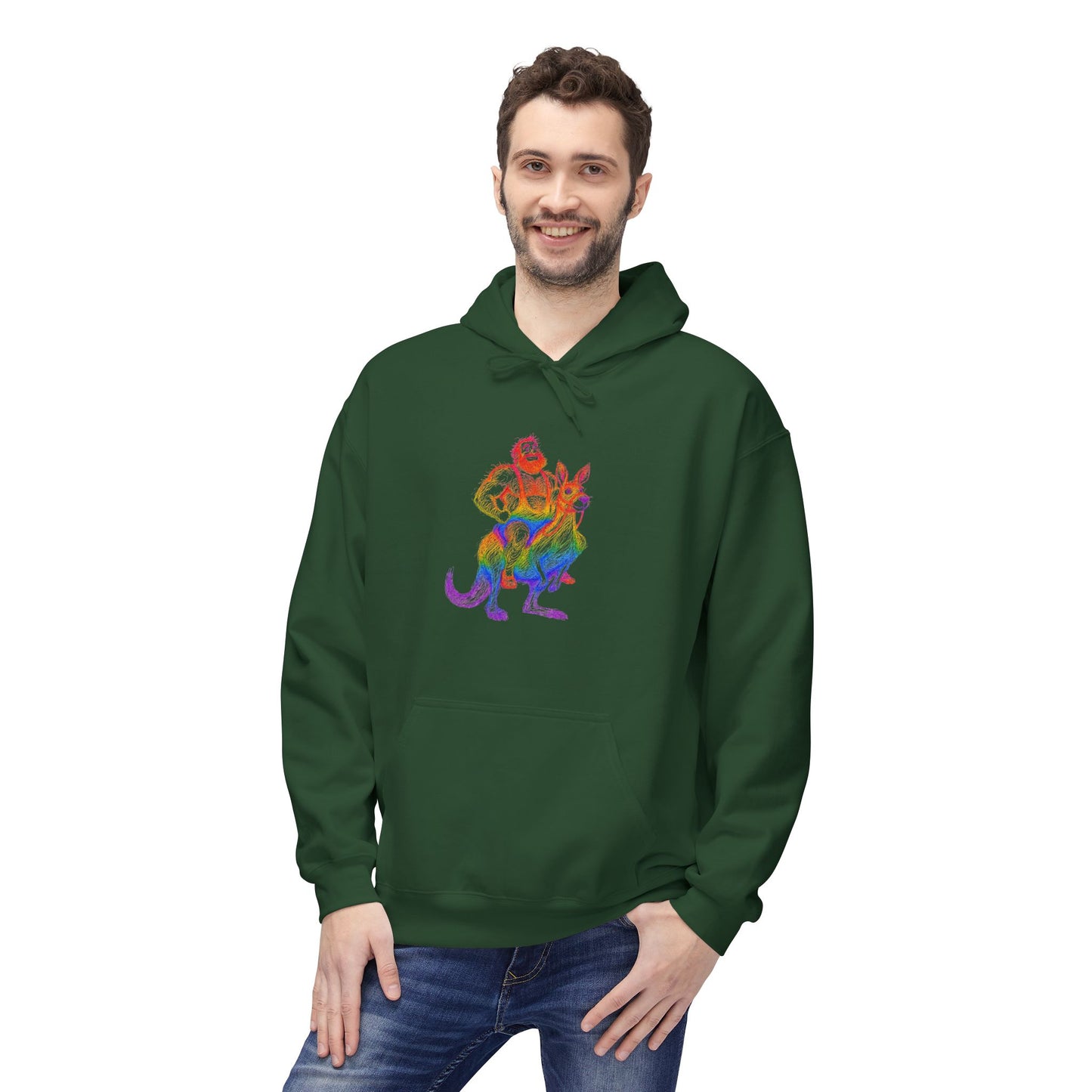 Celeste Rainbow Bear Kangaroo Graphic Hoodie