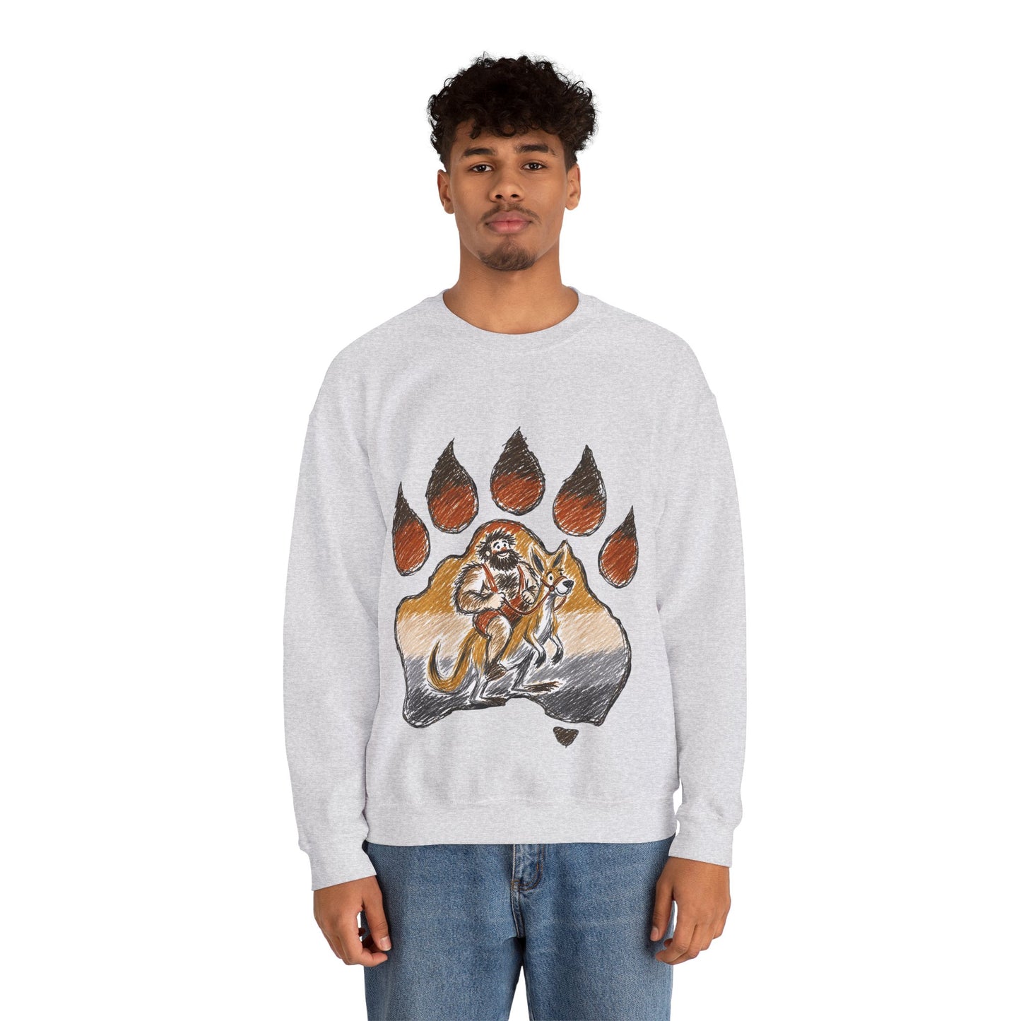 Distinctive Bear Kangaroo Design Crewneck Top