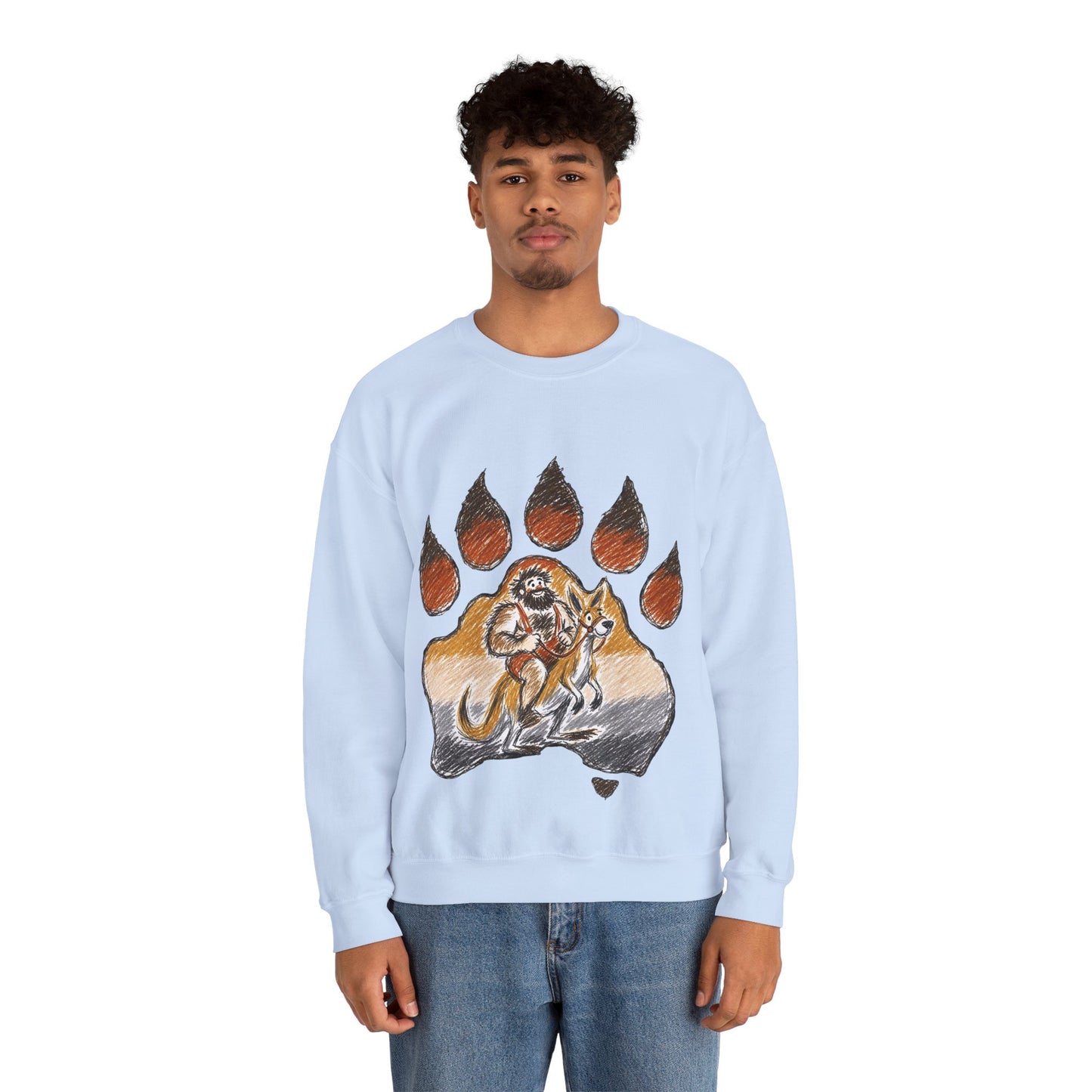 Distinctive Bear Kangaroo Design Crewneck Top