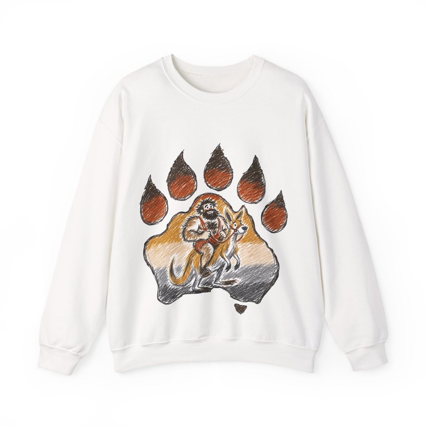 Distinctive Bear Kangaroo Design Crewneck Top