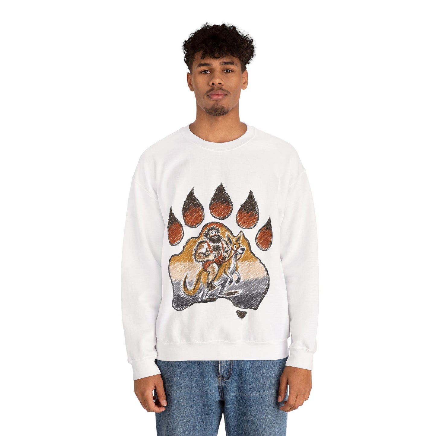 Distinctive Bear Kangaroo Design Crewneck Top