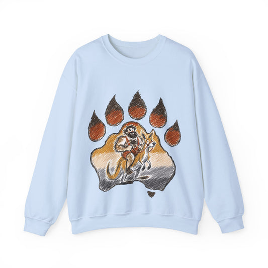 Distinctive Bear Kangaroo Design Crewneck Top