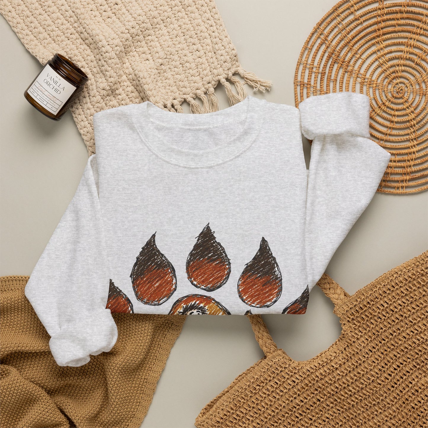 Distinctive Bear Kangaroo Design Crewneck Top