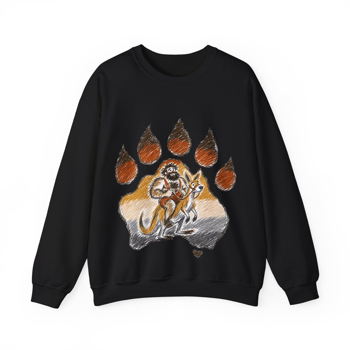 Distinctive Bear Kangaroo Design Crewneck Top