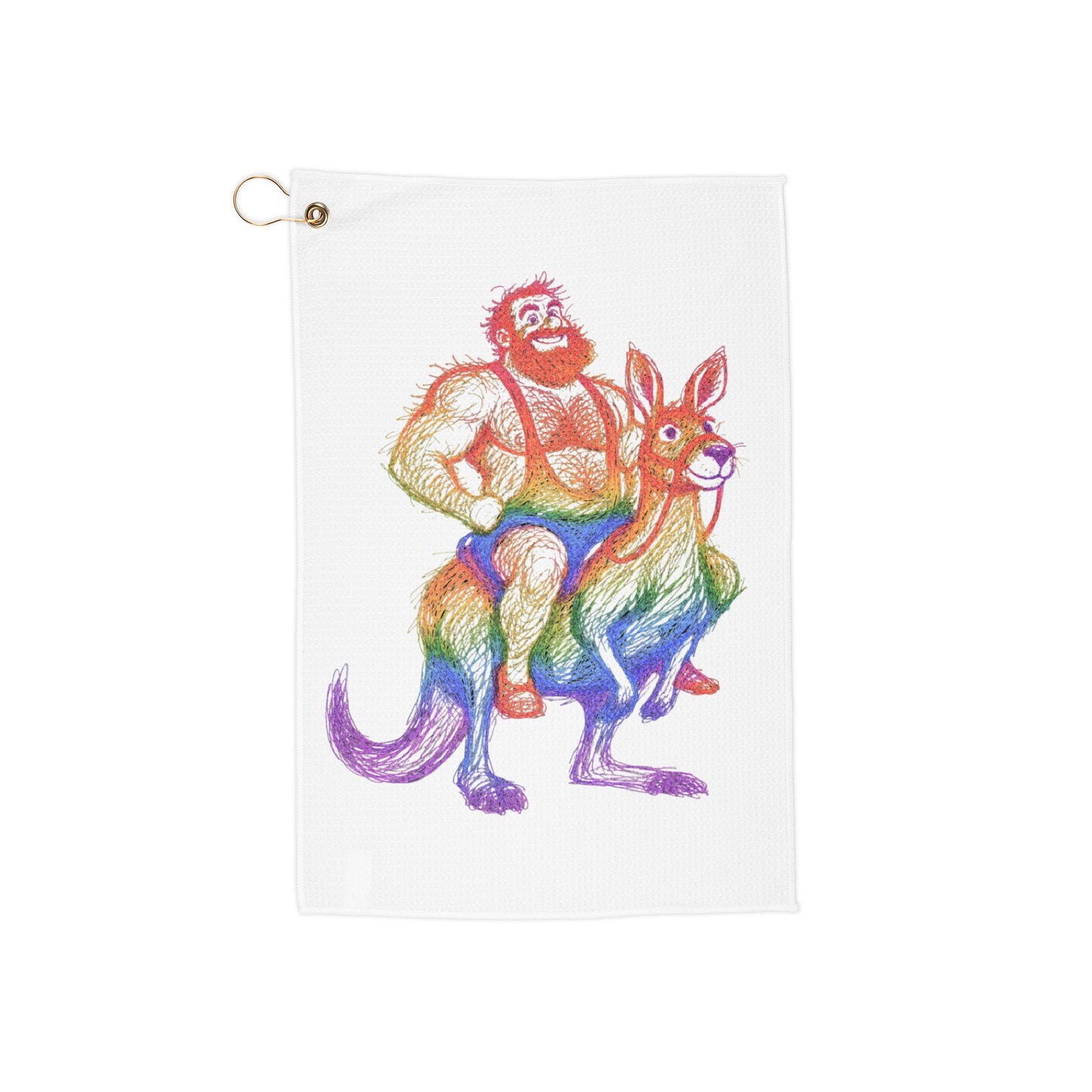Astral Rainbow Bear Kangaroo Golf Towel