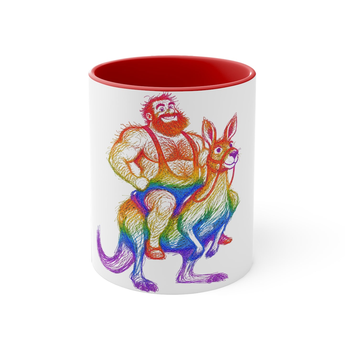 Celeste Rainbow Bear Kangaroo Graphic Two-Tone Coffee Mug