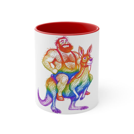 Celeste Rainbow Bear Kangaroo Graphic Two-Tone Coffee Mug