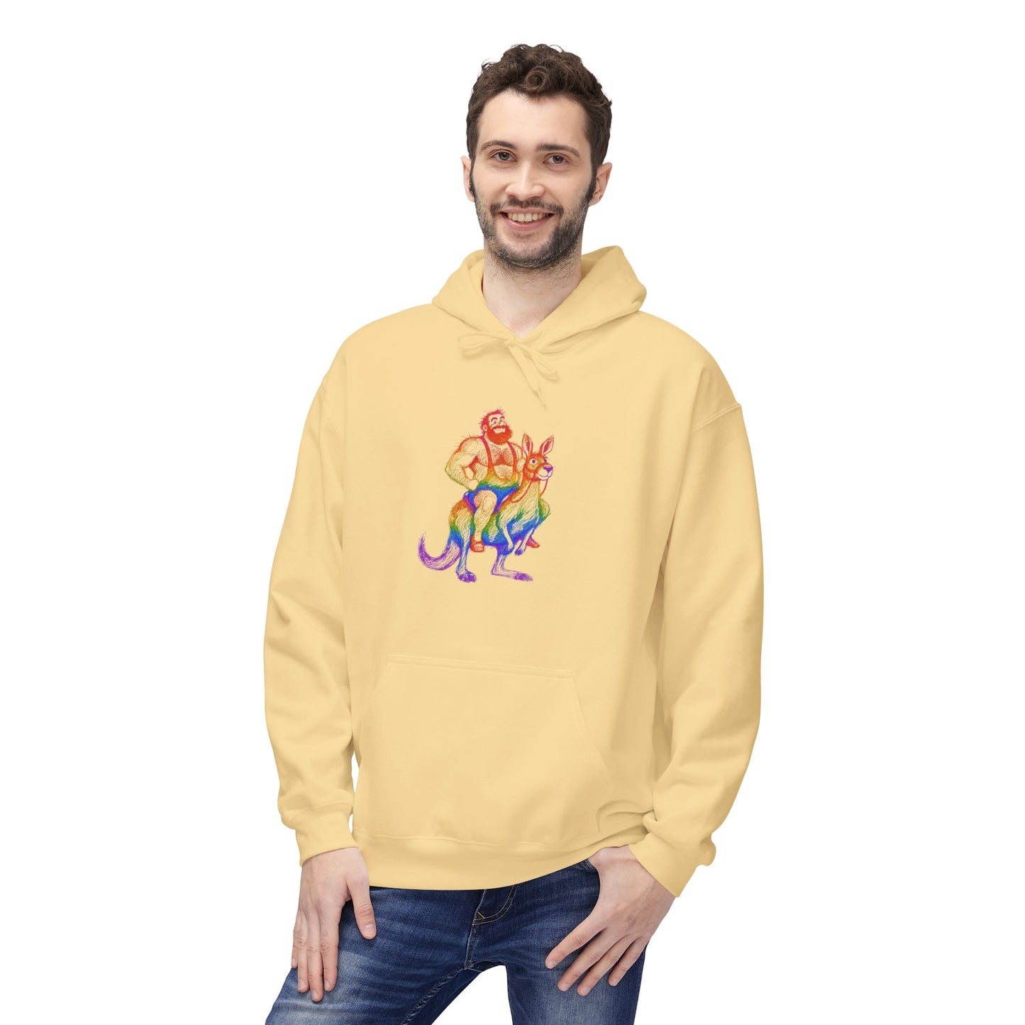 Celeste Rainbow Bear Kangaroo Graphic Hoodie
