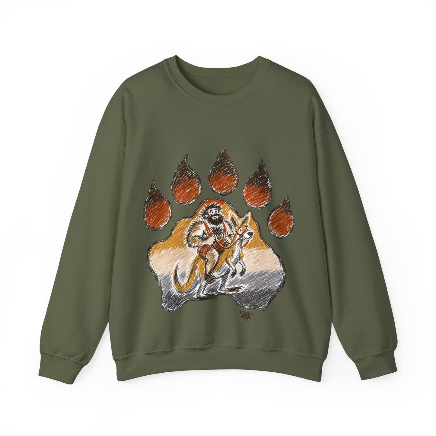 Distinctive Bear Kangaroo Design Crewneck Top
